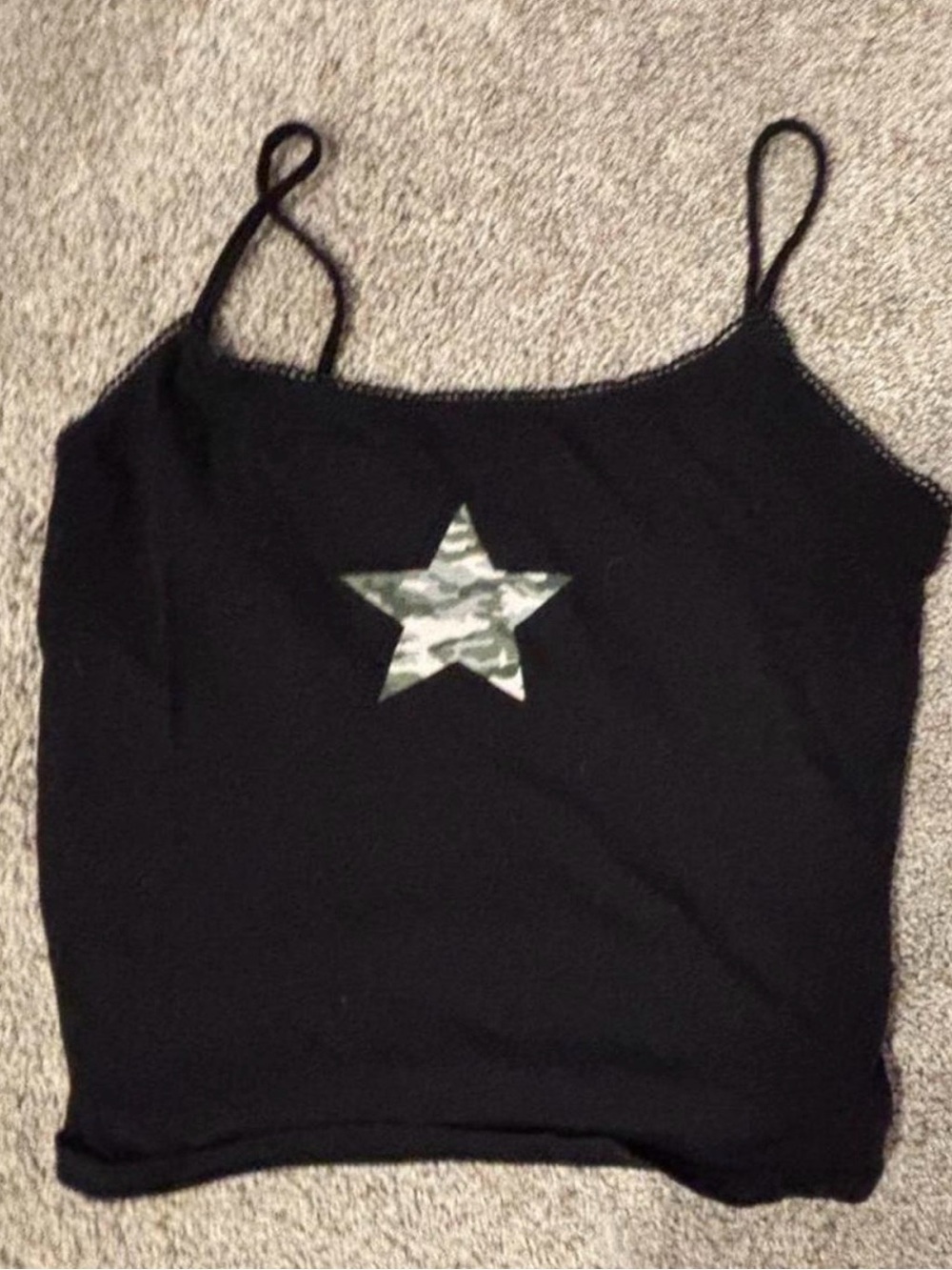 Women's Black Cami Tank Top with Camo Star